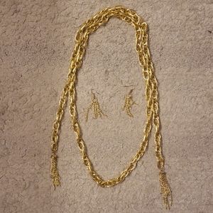 Chain Wrap Necklace & Earring Set